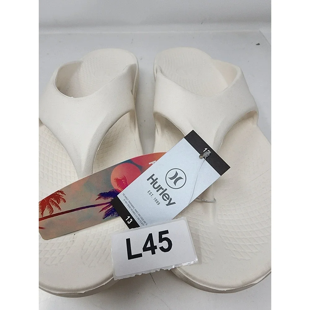 Hurley Mens Injection Flip‎ Flop Sandals Cream White Size 13 HFS0140-270 NEW